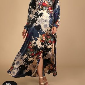 NWT LULUs Put on a Smile maxi in blue